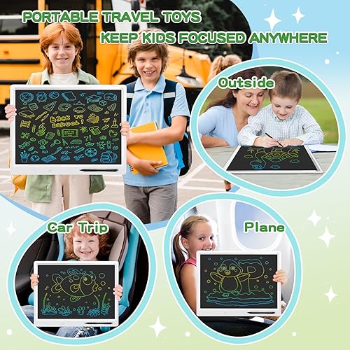 Miniatura 4 de Tableta de escritura LCD, tablero colorido de garabatos de 18 pulgadas, tableta de escritura LCD borrable para niños, programas escolares en casa