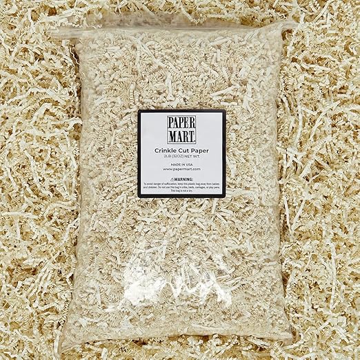 Paper Mart Ivory Crinkle Cut Paper for Gift Box (2 lb), Crinkle Cut Paper Shred Filler, Shredded Paper for Gift Box, Ivory Basket Filler Paper Shred (2 lb), Ivory Paper Box Filler, Basket Shred Filler, Shredded Paper
