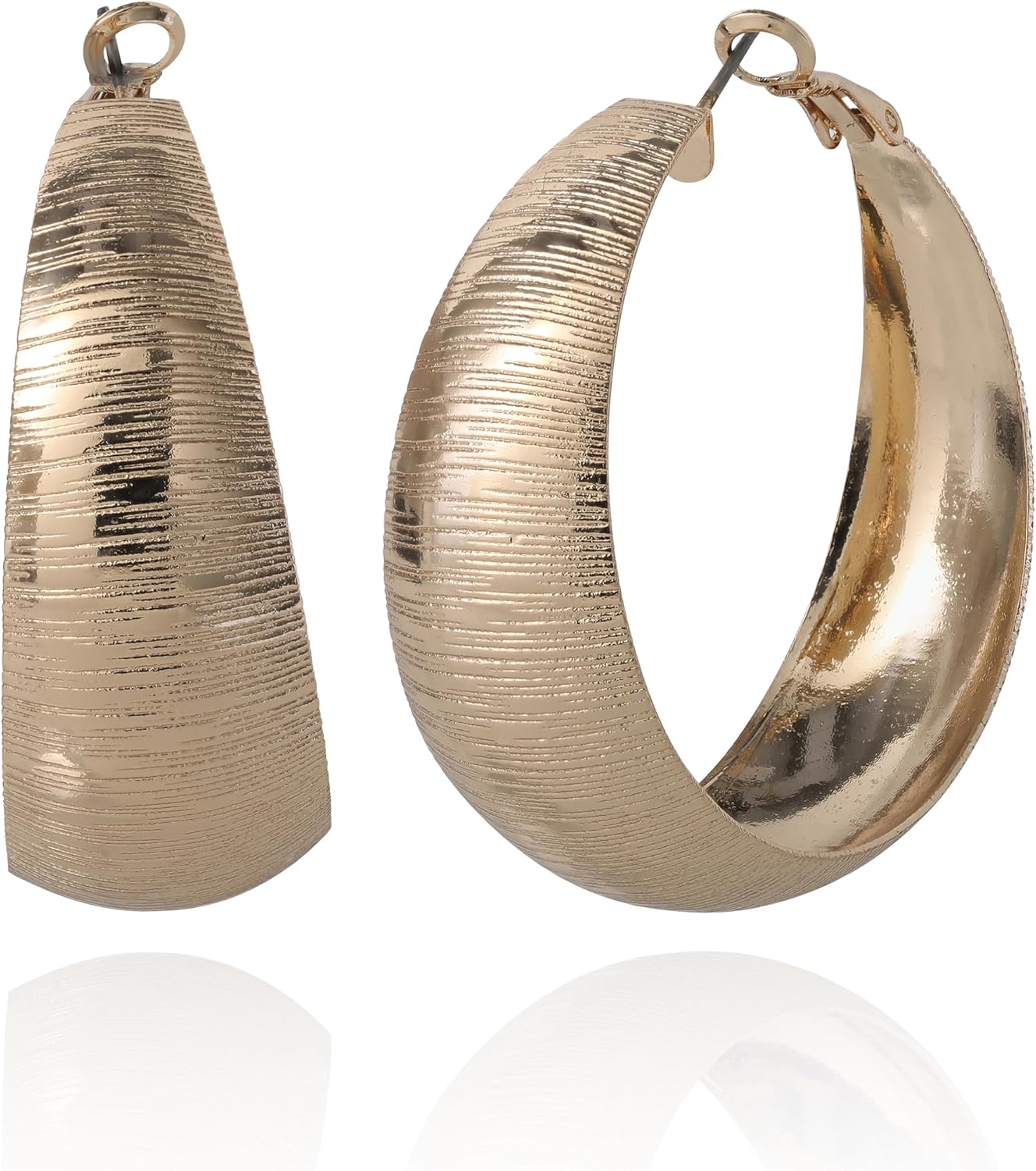 BCBGeneration Thick Gold-Tone Hoop Earrings for Women - Wide, Chunky Hoops