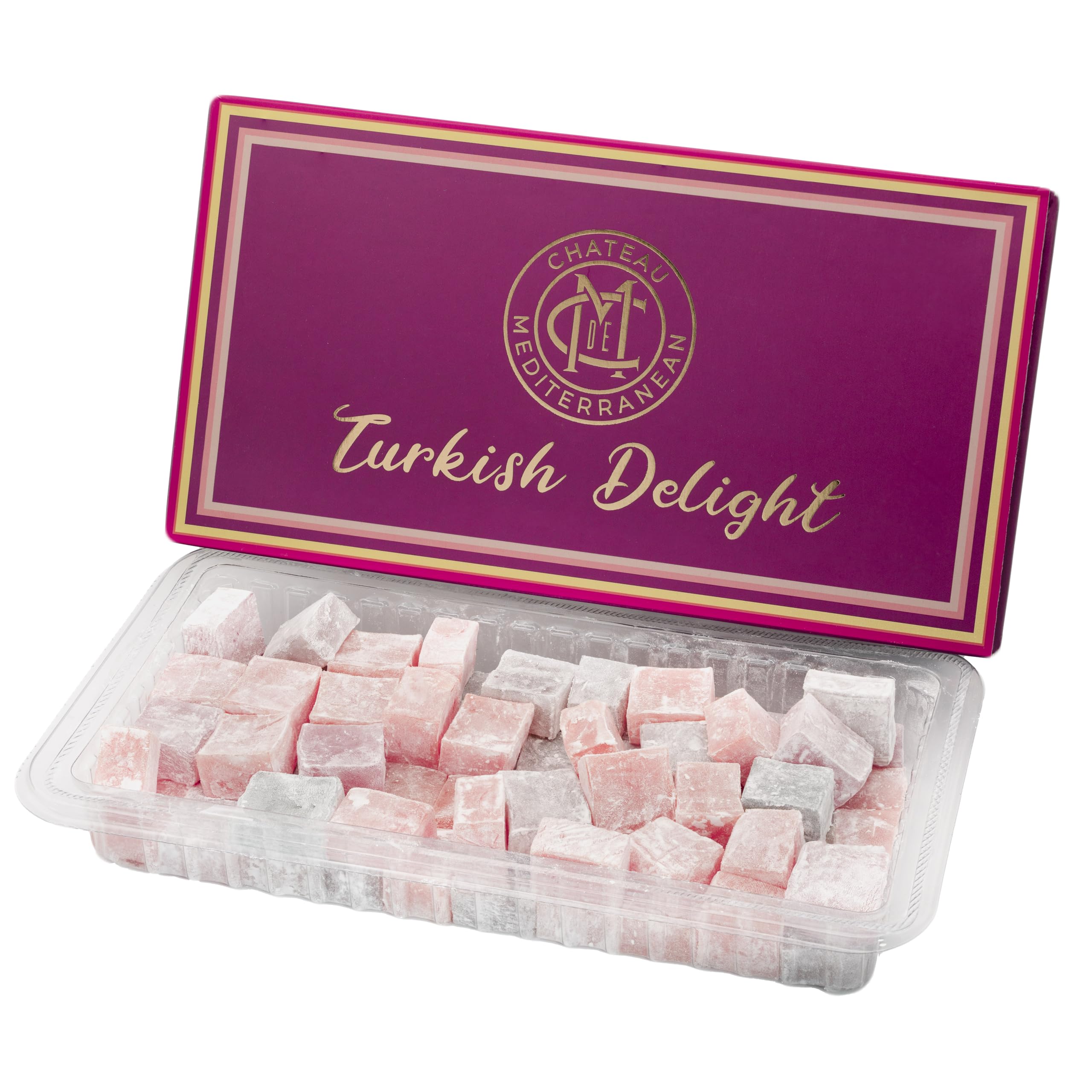 Chateau de MediterraneanFruit Mix Turkish Delight - 454 g | Assortment of Strawberry, Peach Blackberry, Mango, Raspberry & Tangerine Flavours | Traditional Lokum Dessert | Beautiful Gift Packaging