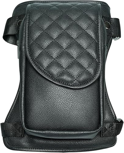 Vi Vante "Zenith Shadow" motocicleta pierna muslo cinturón bolsa unisex al aire libre campo veterinario senderismo negro cuero, Negro -, Bolsa de