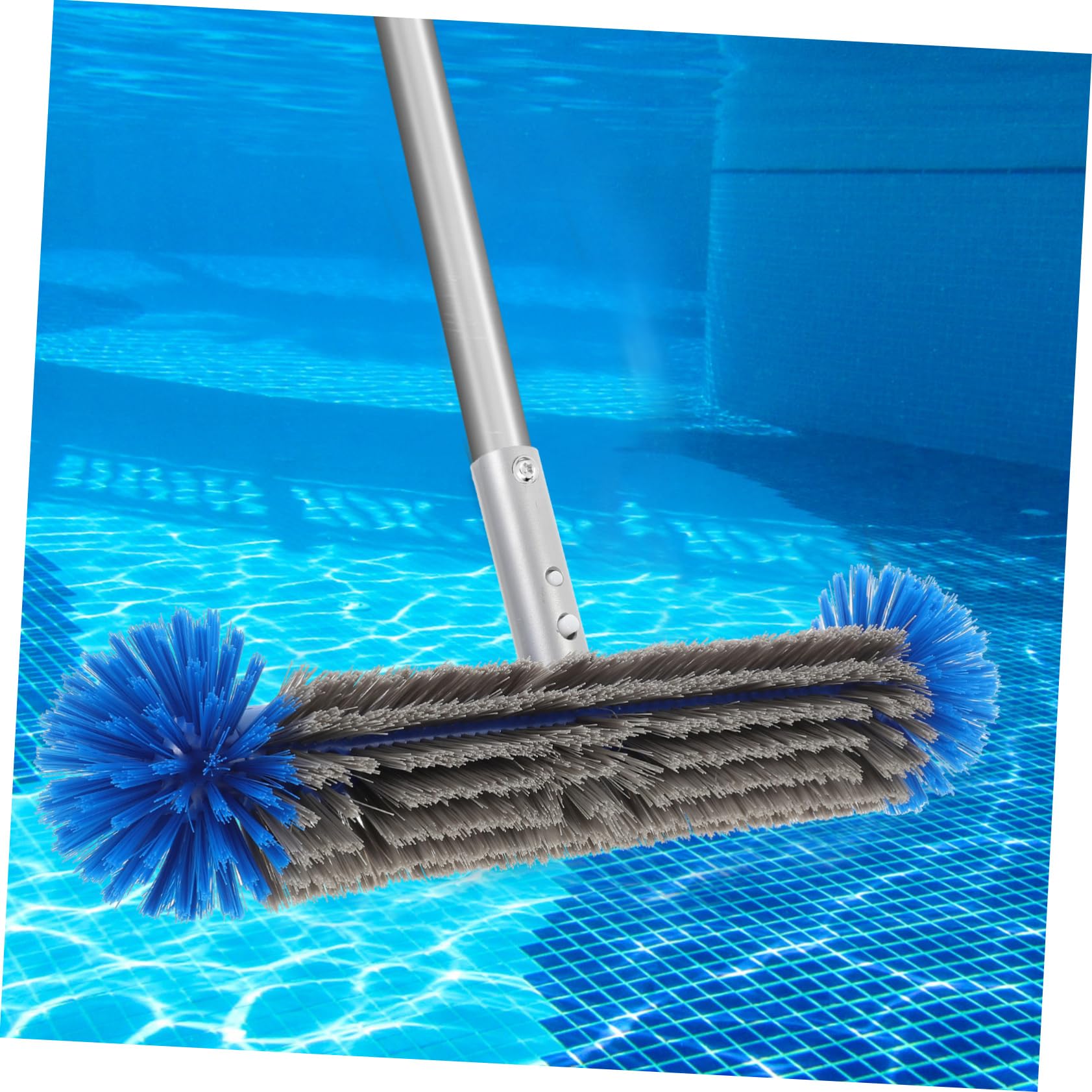 HANABASS Brosse à Carrelage de Piscine Bleue avec Manche Ergonomique en Nylon et Aluminium, Nettoyage Facile des Parois de Piscine Hors Sol