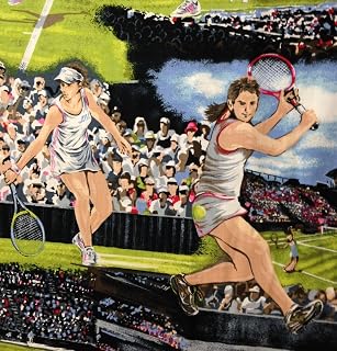 1 Yard - Tennis Court Action Featuring Ladies Tennis Cotton Fabric (Great for Quilting, Sewing, Craft Projects, Throw Pillows & More) 1 Yard X 44"