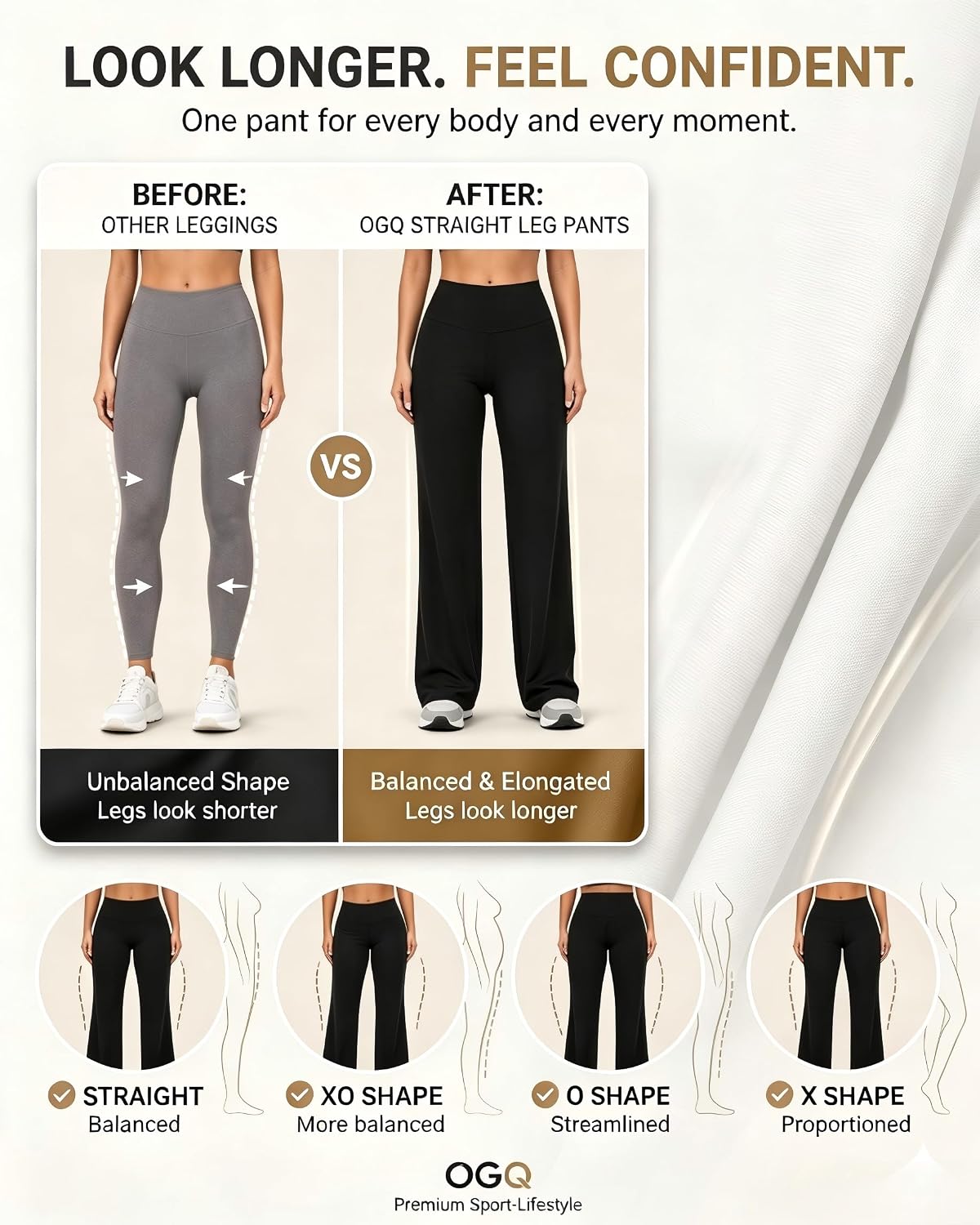 Women Straight Leggings Bottoms Wide Leg Pants High Waist Stretchy Comfy No Front Seam Yoga Workout Sweatpants