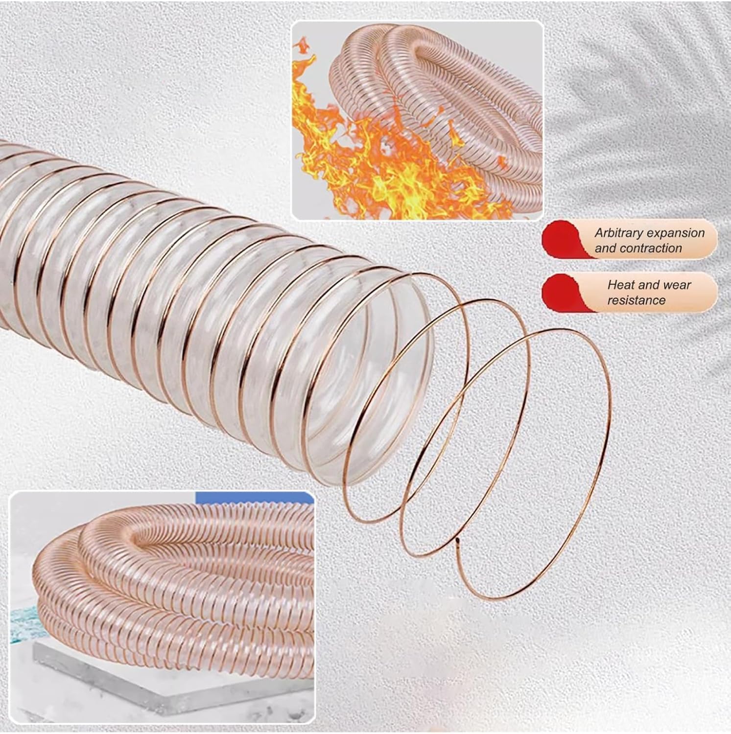 Manguera para conductos, Manguera Flexible de Poliuretano (PU) de 1 Metro (3,3 pies), Tubo de extracción de Aire y recolección de Polvo de 0,93 mm, Tubo de ventilación de 170 mm para Uso Ind