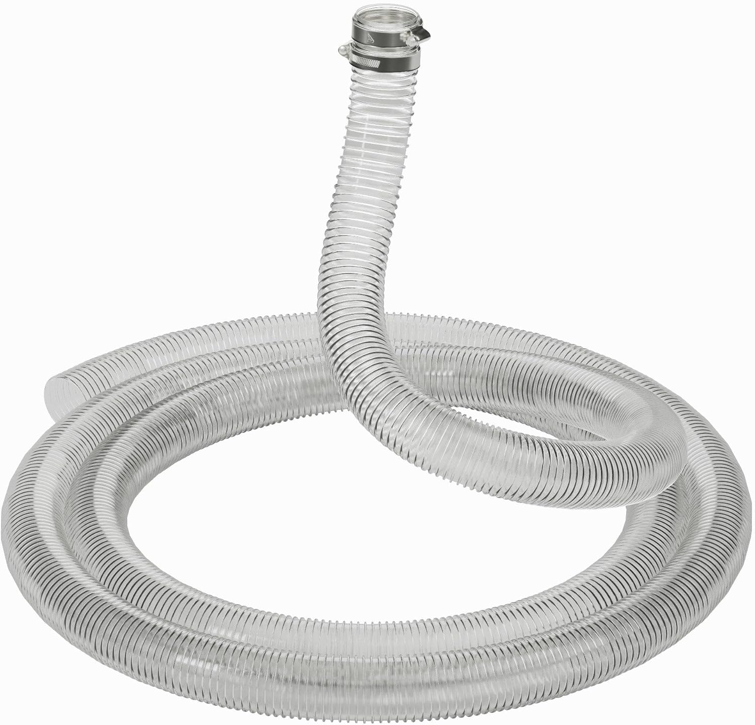 45mm ID - 25 METRE Clear PVC Flexible Conduit Outdoor Cable Coil - Underground Burial, External Trunking, Electrical Ducting, Hose Pipe Wire Protection with 2 Clips
