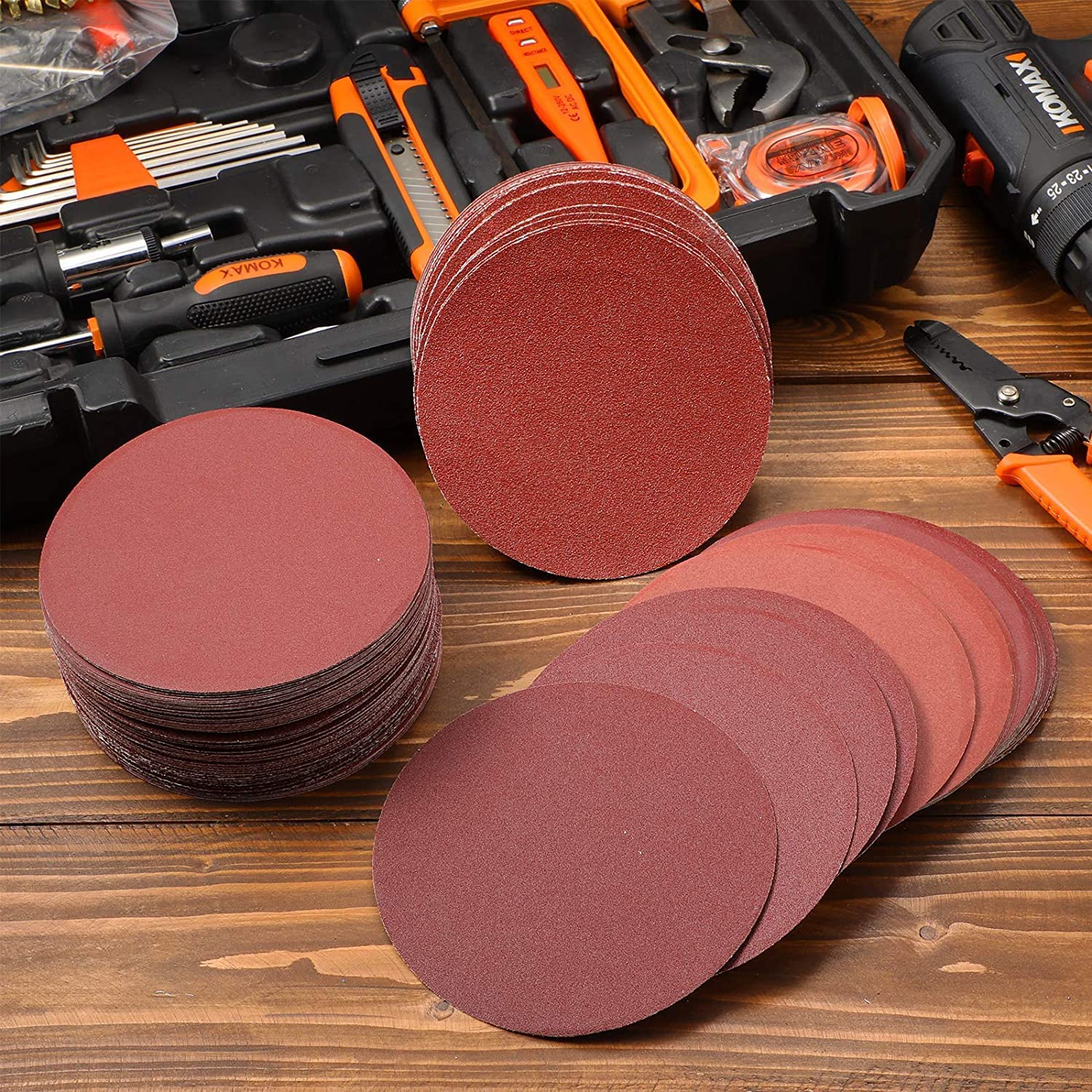PSA Sanding Discs 15pcs 8 inch Self Stick Adhesive Back Sandpaper,8" Sanding Discs 80 Grits No-Hole Aluminum Oxide Sanding Paper, for Random Orbital Sander, Wood, Metal Polishing