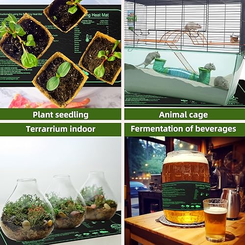 Miniatura 2 de RISINGUP Seedling - Juego de tapete térmico y termostato digital de 10 x 20.75 pulgadas, almohadilla térmica hidropónica cálida con certificación UL