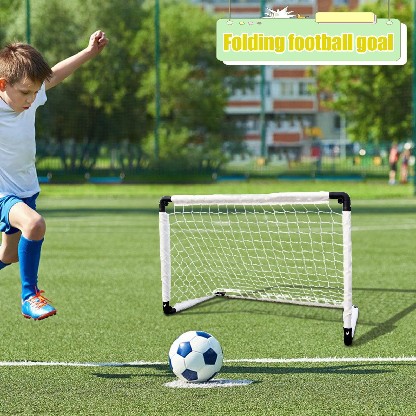 Portería de fútbol para niños, portería de fútbol juvenil con bomba de balón, bolsa de transporte, red de práctica, equipo de entrenamiento de fútbol plegable para patio, jardín, parque