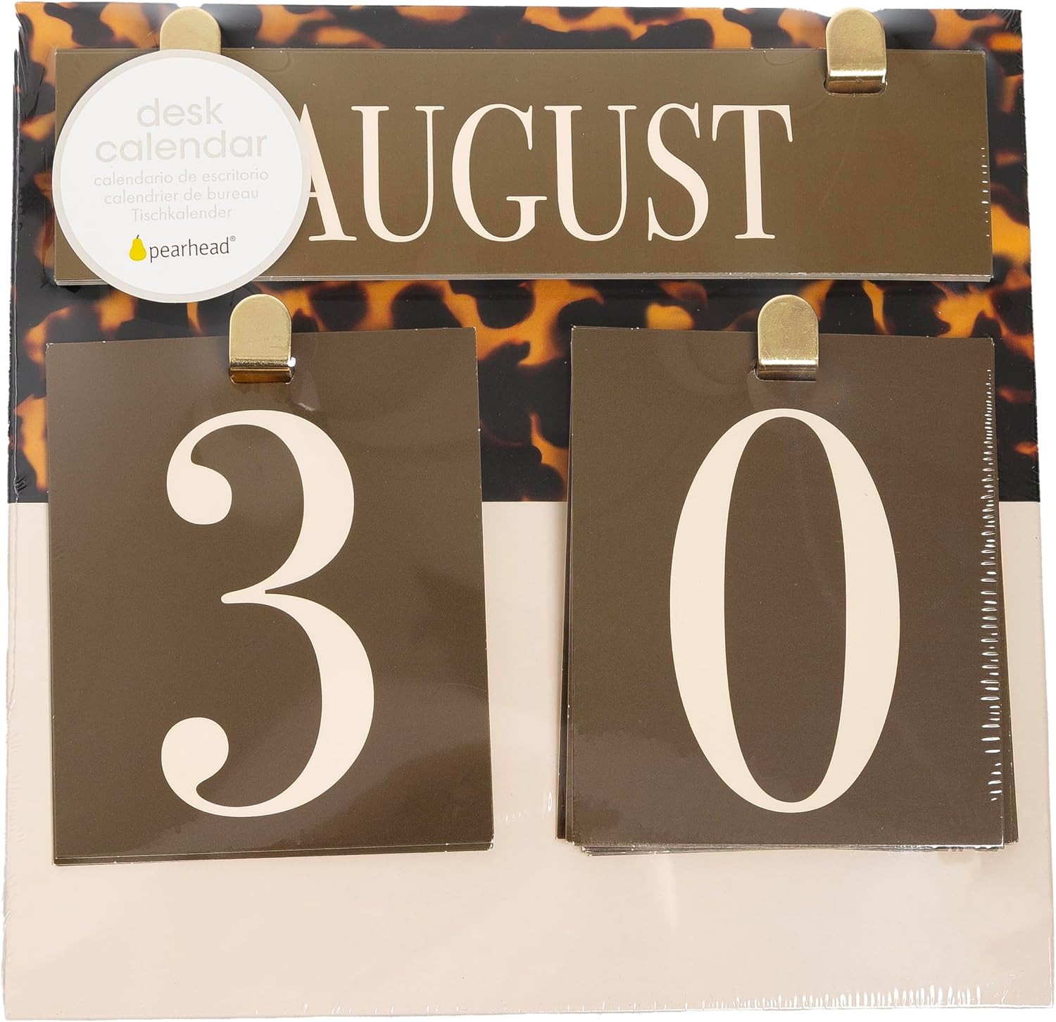 Pearhead Tortoiseshell Desk Calendar - Reusable Flip Date Cards