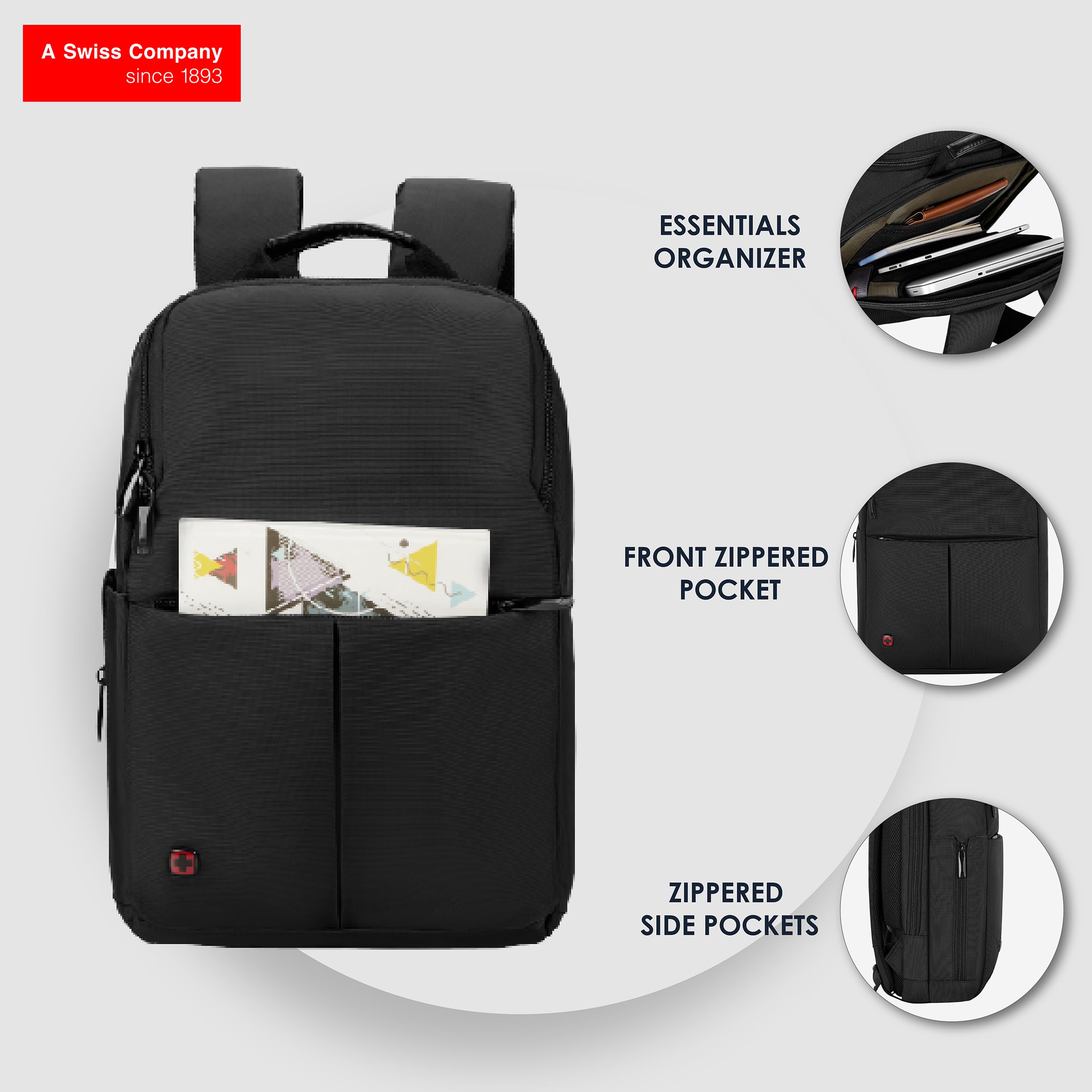WENGER Zaino Porta PC Reload 14 con Tasca per Tablet, Notebook 14”, Tablet 10”, Scomparti, 11 l, Uomo Donna, Ufficio Viaggi di Lavoro Università, Nero, 601068