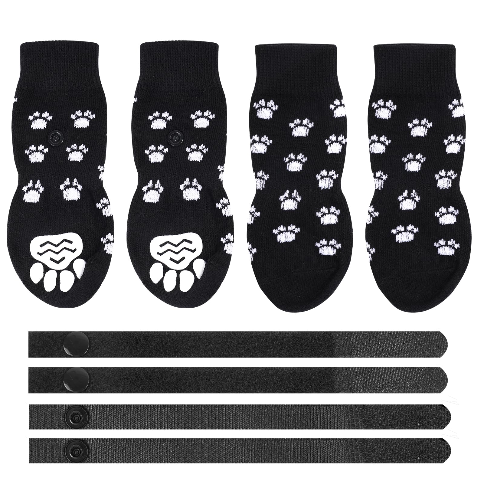 AUAUY Chaussettes Anti-Dérapantes Chien Chat, Chaussette Chien, Protège Les Pattes de l’Animal et Les Sols Intérieurs, avec Bandes De Fixation Réglables, pour Les Petits ou Moyen Chiens et Chats - S