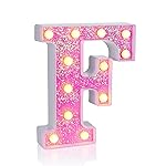 Foaky Pink Light up LettersPink Party Decorations,Girls Room Decor,Glitter Light Up Letters,Alphabet Letter Sign for Night Light Birthday Party Girls Gifts, Home Bar DecorationF