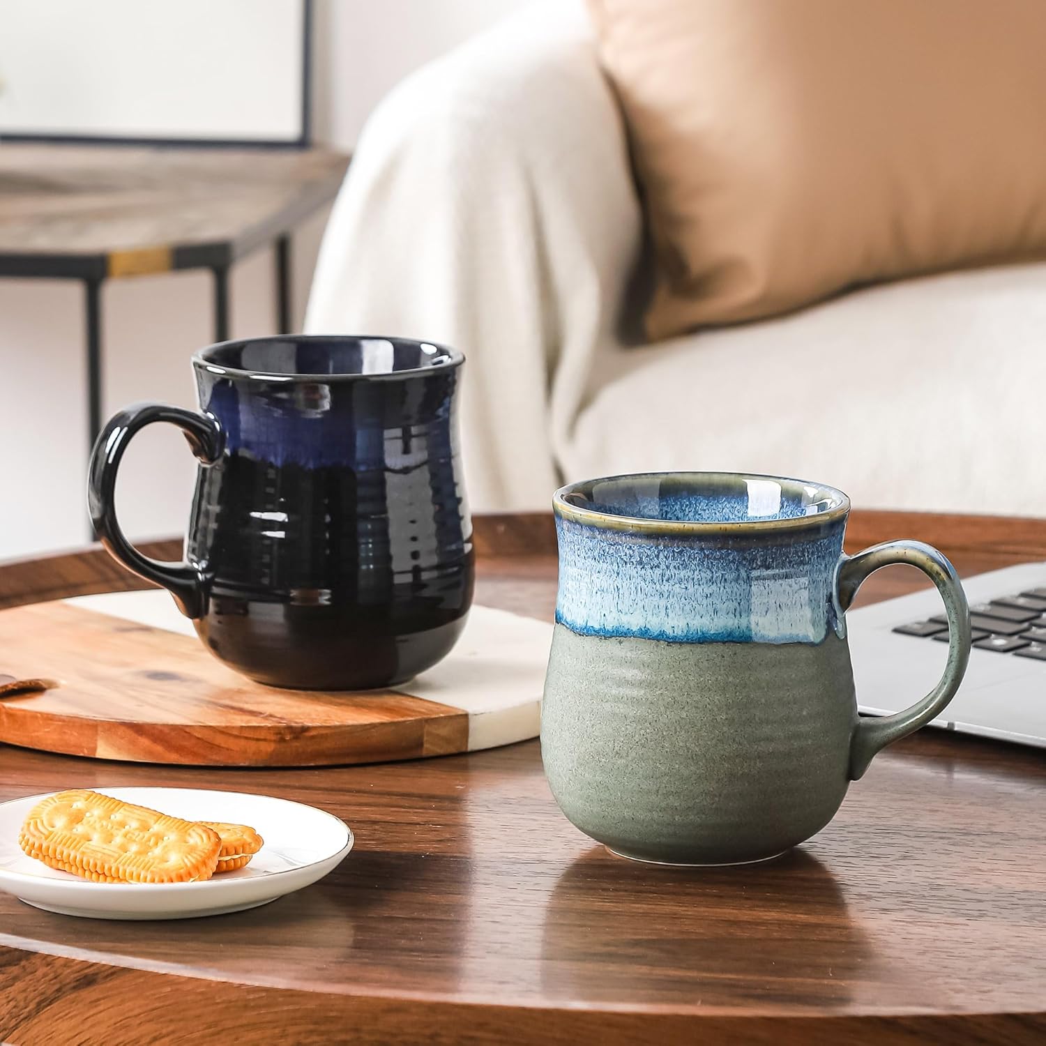 21 oz Large Ceramic Coffee Mugs, Pottery Mug Handmade, Ceramic Tea Cups with Handle for Office and Home, Dishwasher and Microwave Safe (Blue Grey) - Image 5