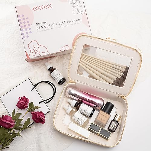Miniatura 6 de Bolsa de maquillaje transparente con cremallera y asa, bolsa de viaje transparente portátil para mujeres y hombres, Blanco sucio, Moda