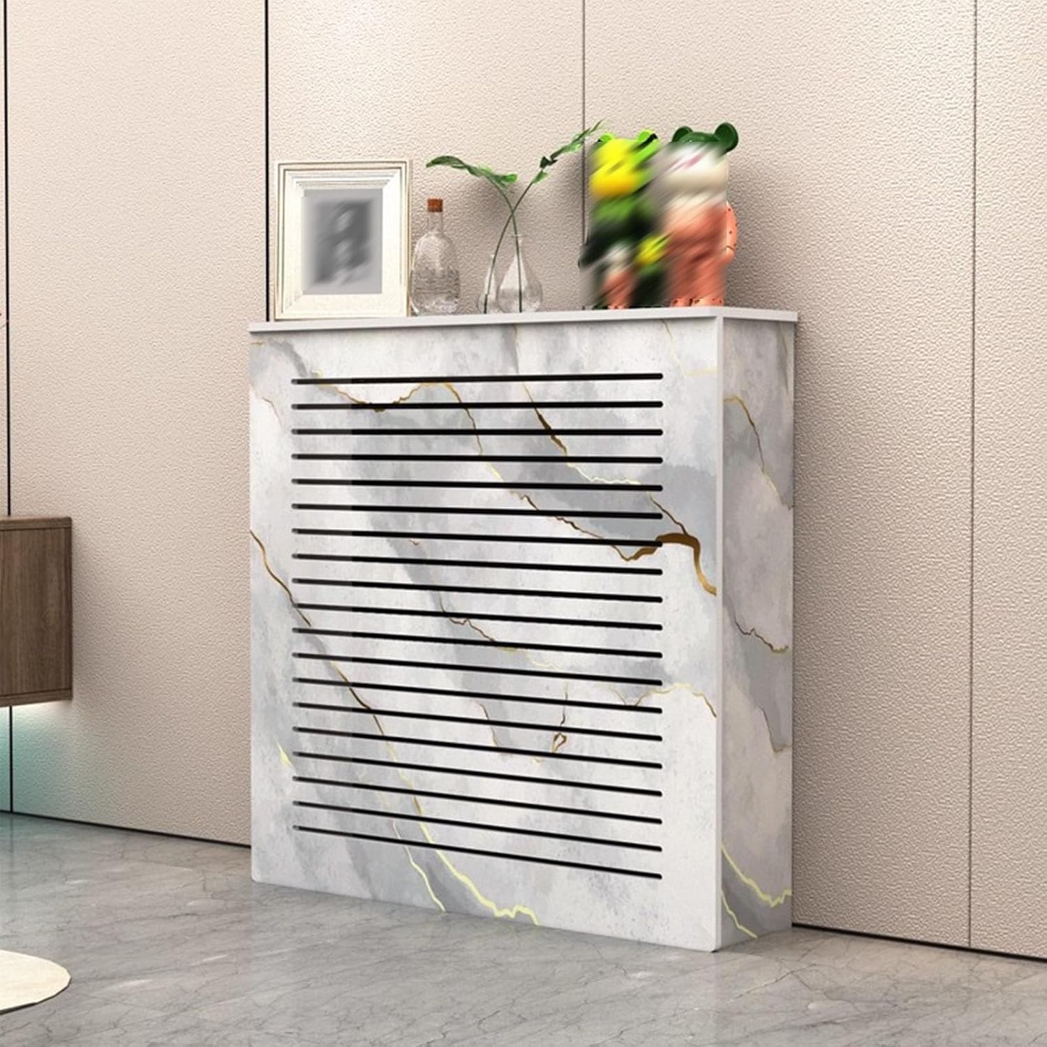 Radiator Cover,Heating Cabinet Shelf, Vented Safety Steam Radiator Cover,MDF Radiators Covers with Horizontal Slats Decorative, for Home Living Room Bedroom(39x31x10in/100x80x25cm)