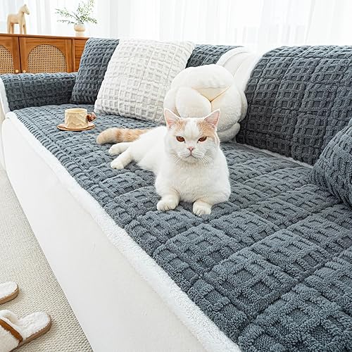 Miniatura 20 de Funda para sofá, fundas de sofá para perros, lavables, antideslizantes, a rayas, para sofá seccional, protector de muebles para forma de L (marrón