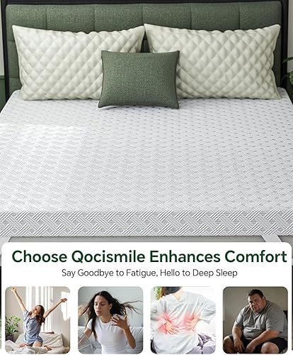 Miniatura 6 de Cubrecolchón Queen de espuma viscoelástica de gel de 3 pulgadas, protector de colchón de alta densidad, funda suave de rayón de bambú extraíble,