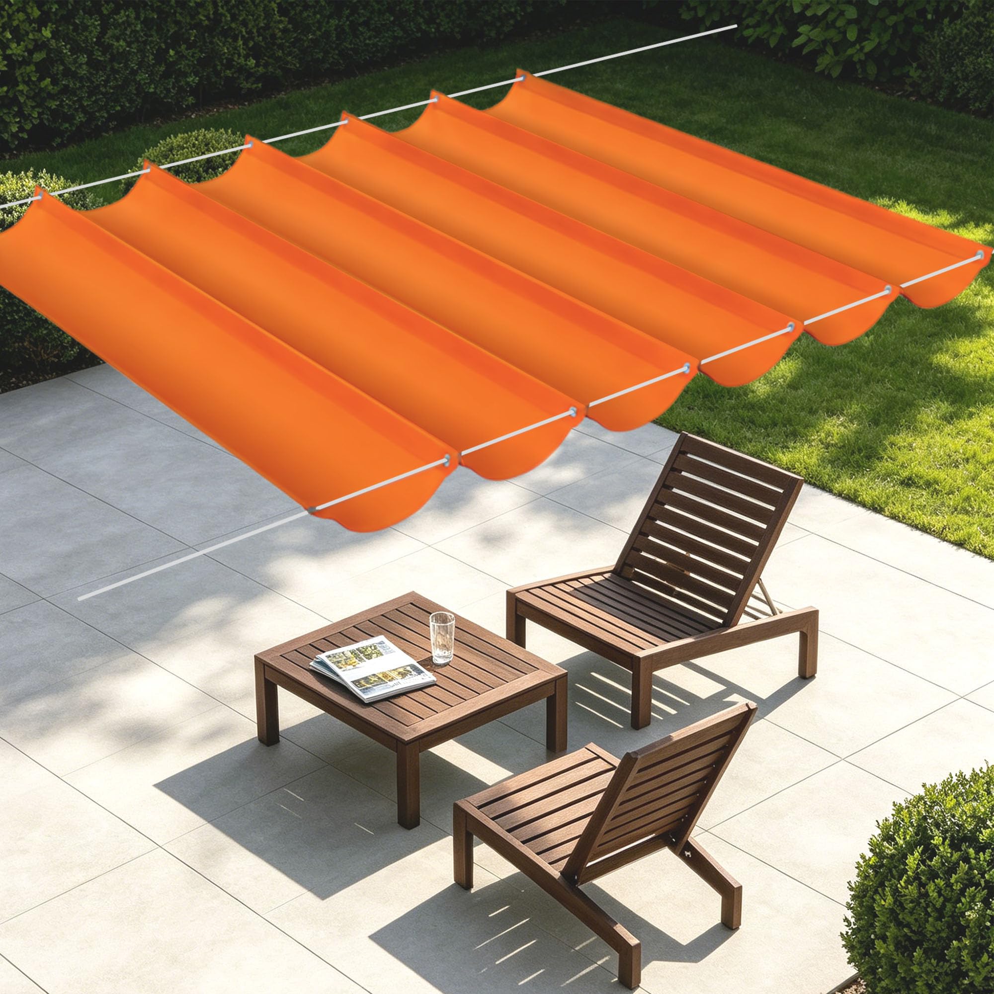 Toile d'ombrage rétractable 150x640 cm orange imperméable pour terrasse