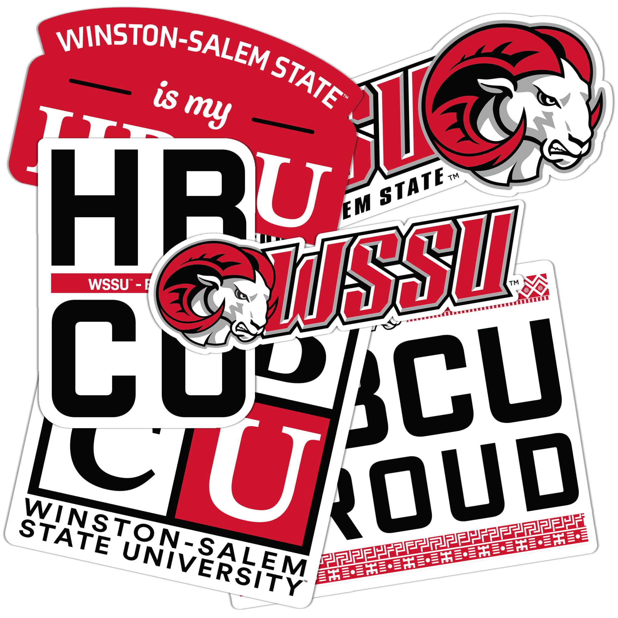 Autocollants en vinyle Rams WSSU Winston Salem State University pour ordinateurs