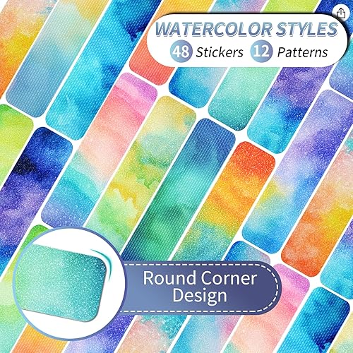 Miniatura 3 de TOEMUR 48 calcomanías sensoriales para aliviar la ansiedad con caja de almacenamiento, 2 adhesivos de superficie texturizada, tiras para la ansiedad