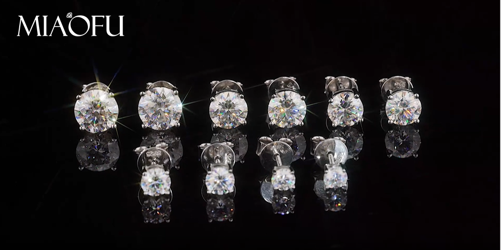 Orecchini A Perno Uomo E Donna In Moissanite (0.6-3ct) Creato In Laboratorio, Placcati Oro Bianco 18K Su Argento 925 - 2