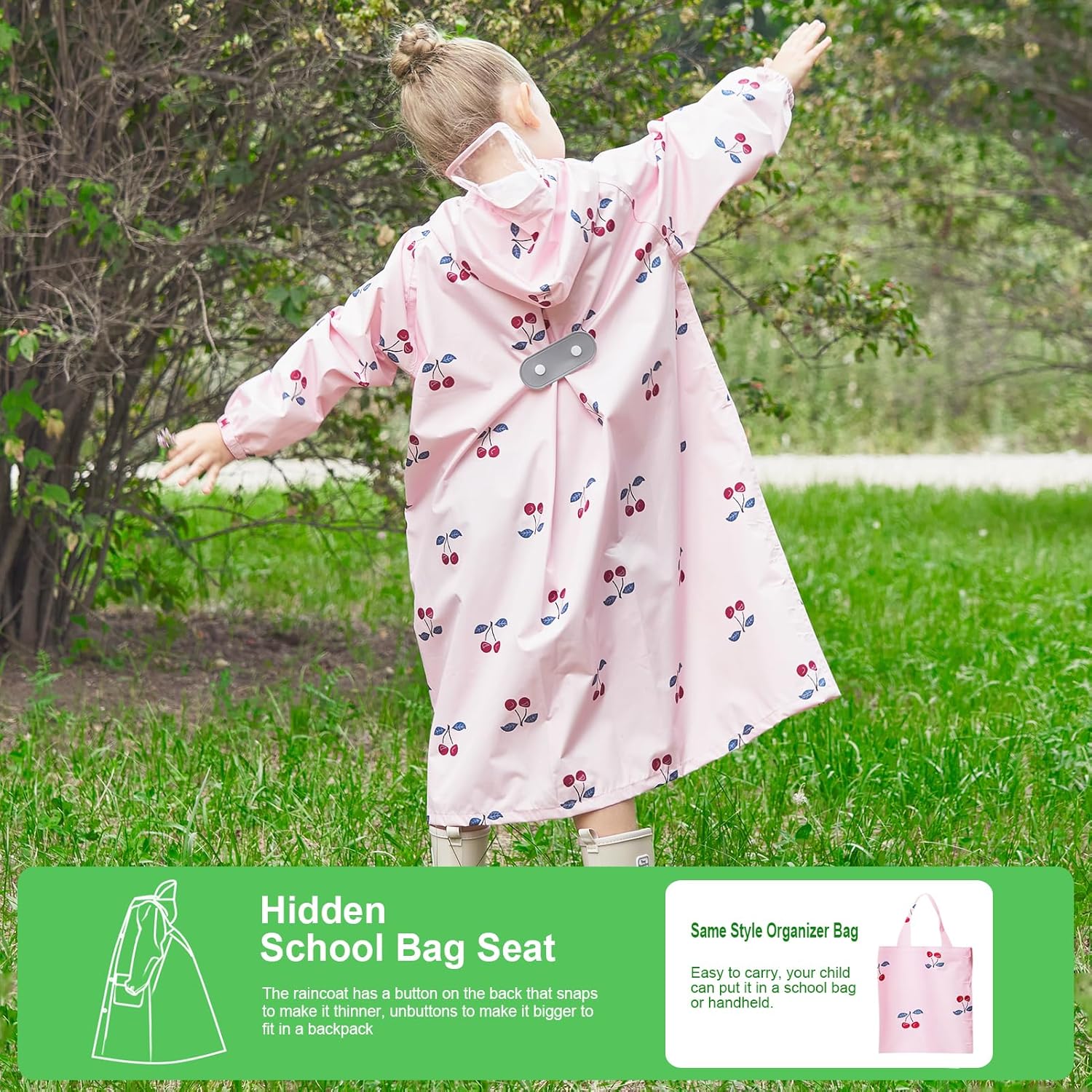 Hovkib Toddler Kids Raincoat Boys Girls Rain Jacket Waterproof Rain Poncho Reusable Outwear Rainwear Rain Suit - Image 7