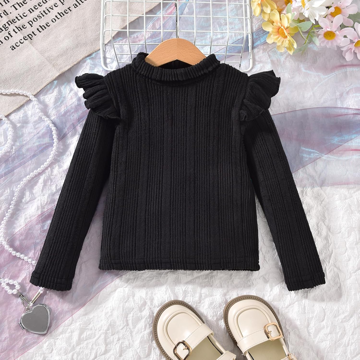 HINTINA Toddler Girl V Neck Corduroy Pinafore Overall Dress Set 2-7 Years - Image 4