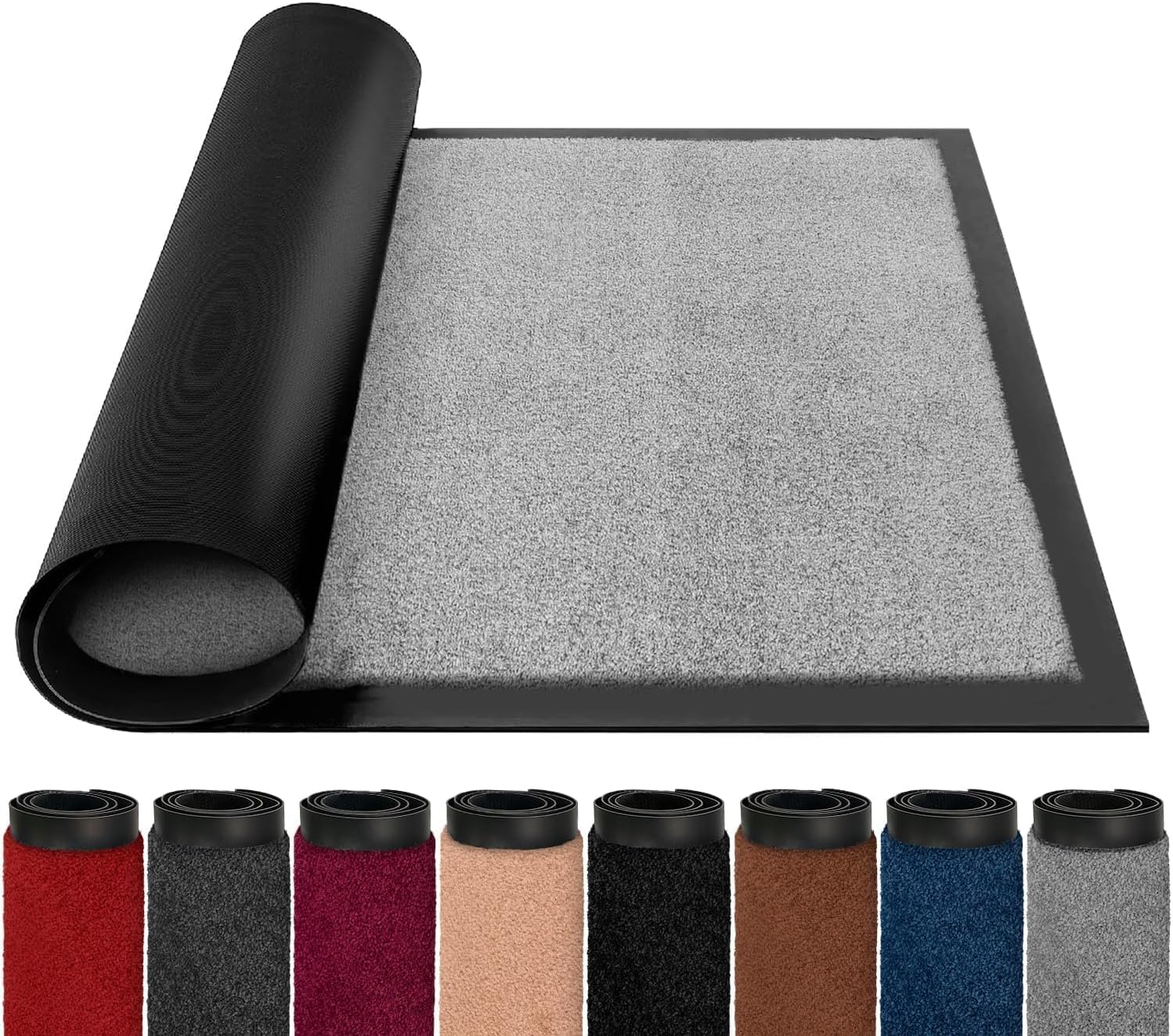 BLADO Door Mats Indoor Outdoor Heavy Duty Dirt Trapper - Non Slip Washable Door Mat with Rubber Backing Super Absorbent Floor Mat for Home, Offices (40cm x 60cm, Grey Et)