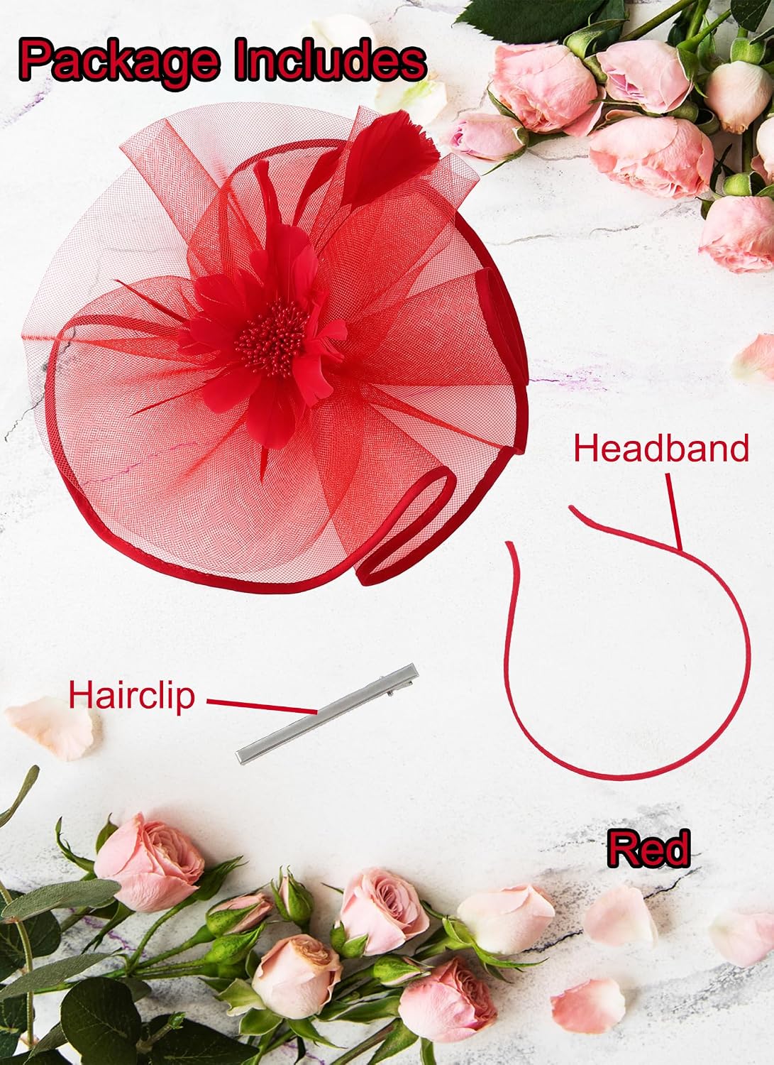 Tea Party Fascinator Hats for Womens 50s Floral Feather Headwear Derby Hats for Wedding Cocktail Party Hat