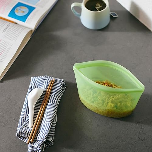 Miniatura 3 de Stasher Cuenco reutilizable de silicona prémium para almacenamiento de alimentos, verde, microondas, al vacío, apto para lavavajillas, horno y