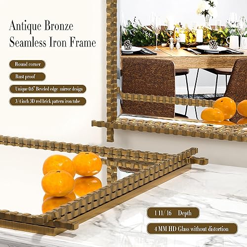 Miniatura 6 de JNFUZ Espejos de baño de 20 x 30 pulgadas para sobre el fregadero, espejo de pared con marco Lron para dormitorio, pasillo y decoración del hogar,