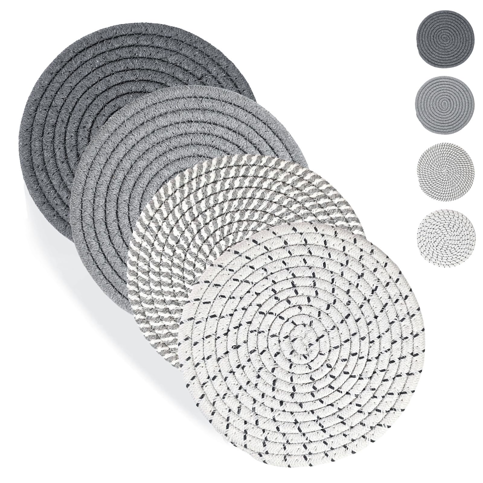 7 Inches Trivets for Hot Dishes Hot Pots and Pans 4Pcs Thick Heat Resistant Trivet Mats for Kitchen