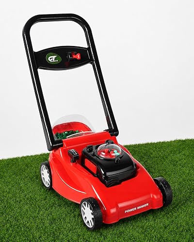 Kids Lawn Mower with Realistic Grass-Cutting Action and Sounds – No Batteries Required | Fun Outdoor Push Toy, Birthday Gift & Holiday Present for 3, 4, 5, 6 Year Old Boys and Girls (Red)