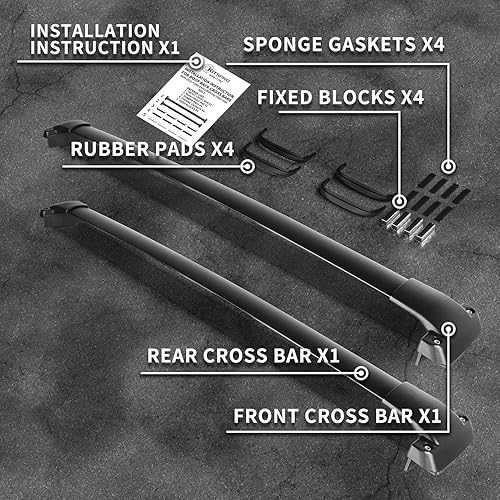 Vista 32 de KitsPro Barras transversales para portaequipajes de techo de 260 libras para Jeep Grand Cherokee 2011-2021