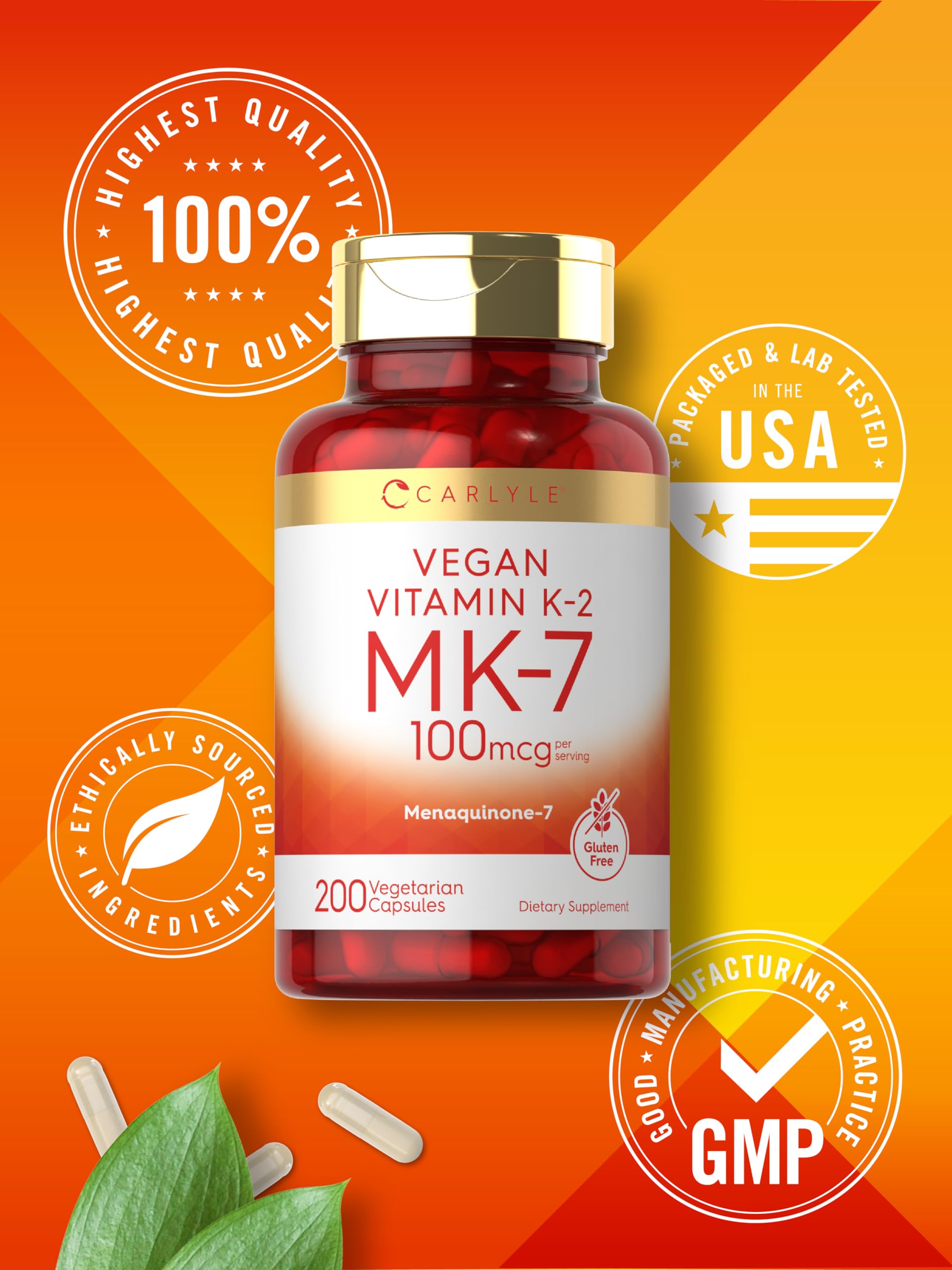 Amazon.com: Carlyle Vitamin K2 MK-7 100 mcg | 200 Vegan Capsules
