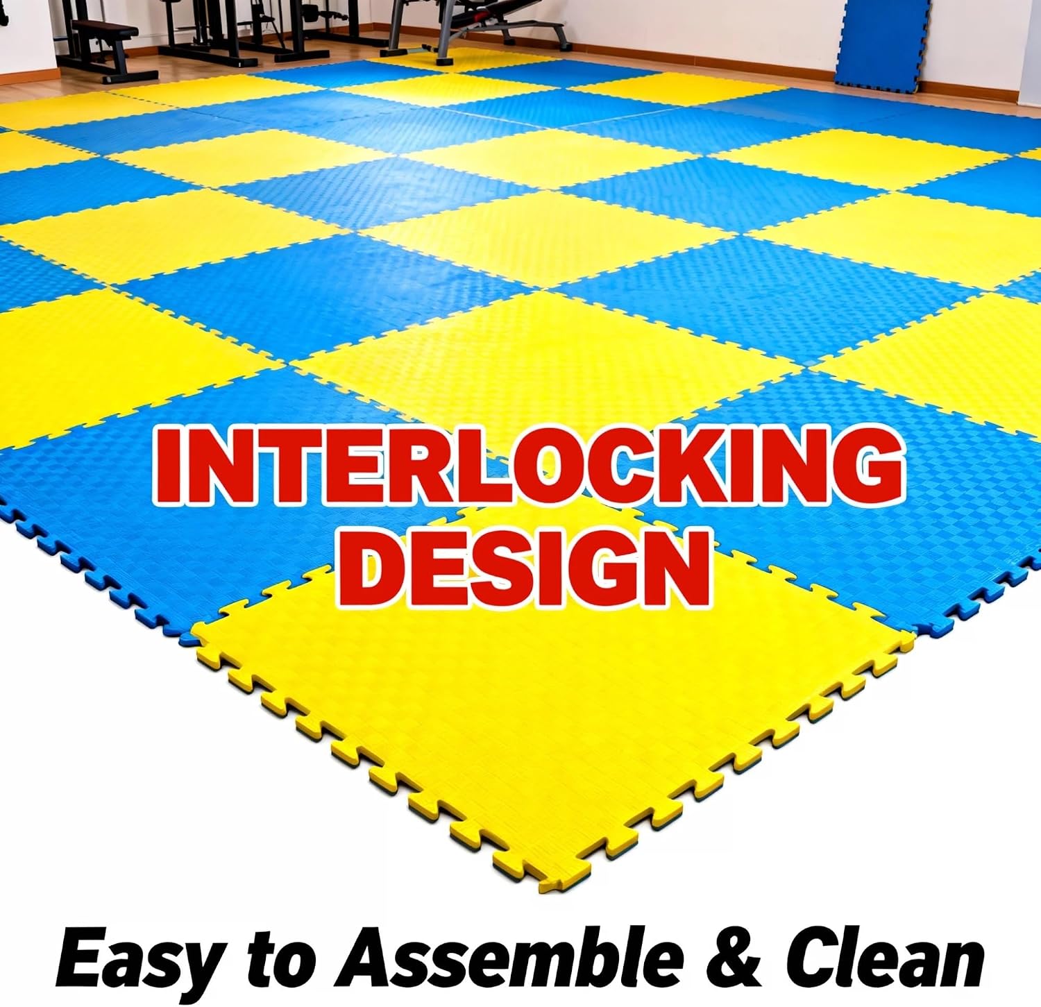 Premium 1M Taekwondo Martial Arts Gym Floor Mat Thick Shock-Absorbing Foam Home Workout Training Mat 10-Pack