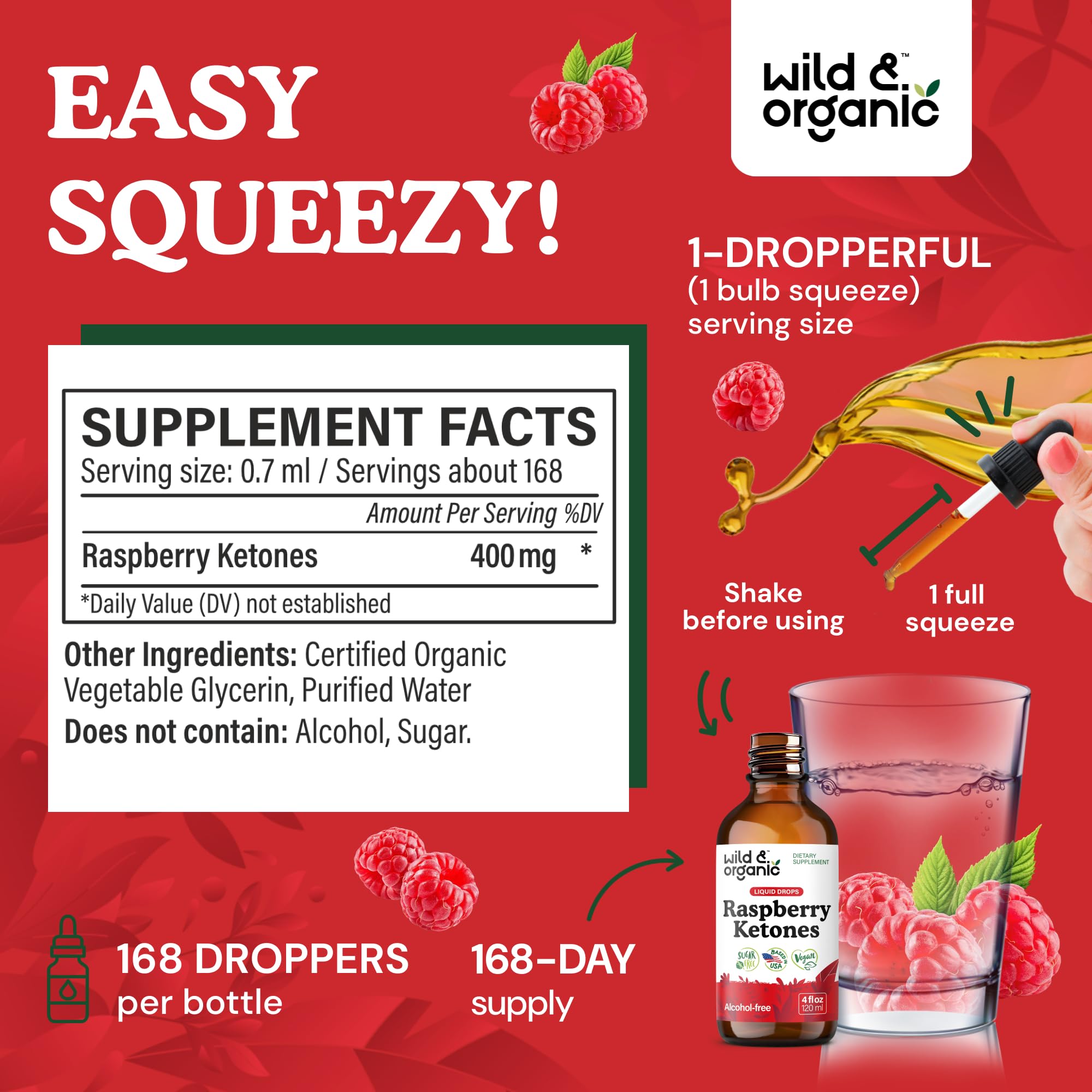 Wild & Organic Raspberry Ketones Liquid Drops - Overall Well-Being - 4 oz — Amazon image 3