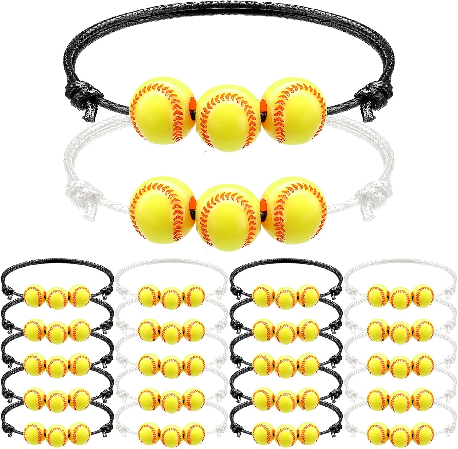20 Pieces Softball Bracelet for Girls Softball Gifts Jewelry Adjustable Inspirational Sport Beads Ball Bracelet for Teens Adults Party Favors Gift for Team
