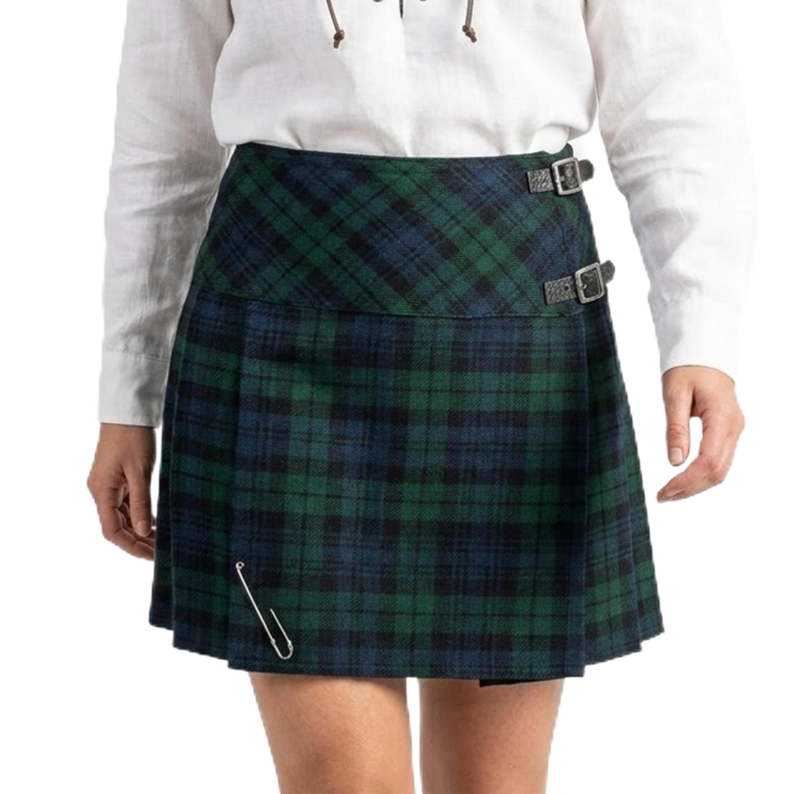Braw Clans Tartans Women's Black Watch Glasgow Kilt Company ’S 16.5 Inch Mini Kilt Skirt - Scottish Traditional Tartan – Mini Skirts (12 Uk Size, )