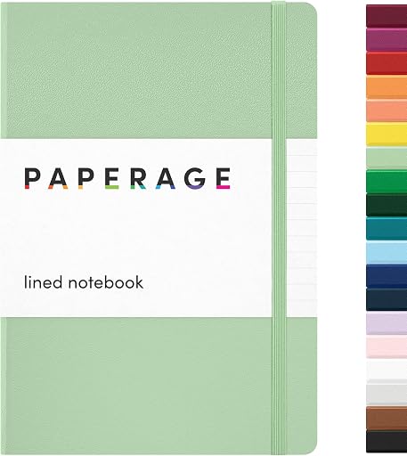 PAPERAGE Lined Journal Notebook, Hardcover Journal for Women & Men, 160 Pages, (5.6 in x 8 in), College Ruled Journaling Notebook for Work, School Supplies & Note Taking, (Sage Green)