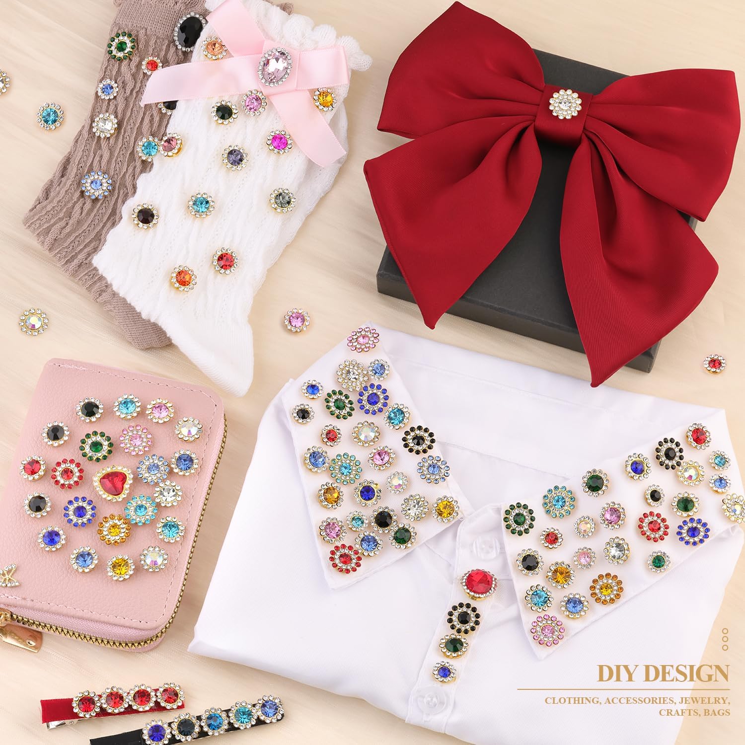 150 Pcs 10/12/14 MM Sew on Rhinestones for Bedazzling,10 Mixed Colors Crystal Glass Flatback Rhinestones for Crafting,Big Gems Large Rhinestone for Clothes Fabric Decor Christmas Thanksgiving Gift - Image 5