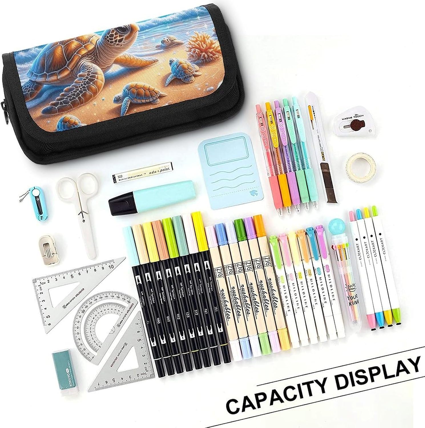 Romantic Beach Turtles Pencil Case Big Capacity Pencil Pouch image 4