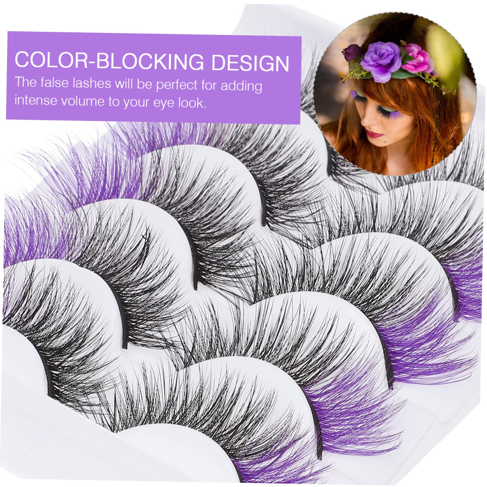 FRCOLOR Wimpern Violett 25 Paar Farbige Falsche Wimpern Halloween-wimpern Lange Flauschige Wimpern Farbige Wimpernverlängerung Wimpernverlängerungen Violett Nachahmung Von Verlängern Ende Des Auges