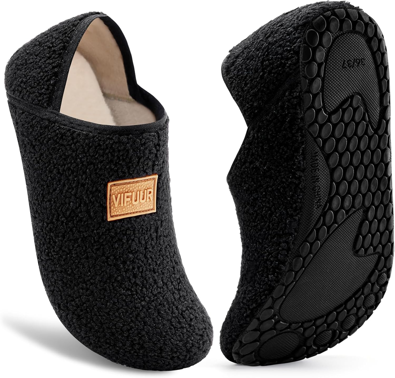 VIFUUR House Slippers for Women Men Slip on Indoor Barefoot Slipper Socks Fuzzy Cozy Sock Shoes for Home Bedroom Travel