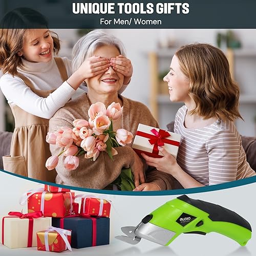 Miniatura 8 de VLOXO - Tijeras eléctricas inalámbricas, cortador de cartón, tijeras eléctricas de tela con cuchillas, cortador de tela recargable y potente para