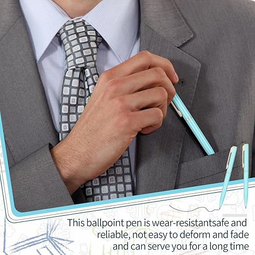 Vista 6 de Teling 36 bolígrafos pequeños a granel de 4 pulgadas, herramienta de escritura pequeña y pequeña de 4 pulgadas, tinta negra para cuaderno de Azul
