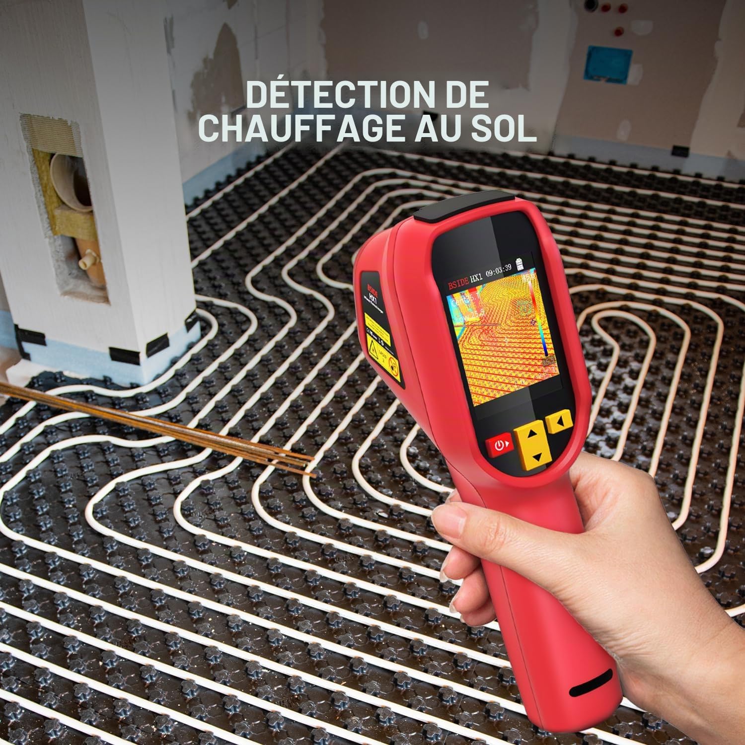 BSIDE HX1 Caméra thermique 240×240 Résolution 15 Palettes de couleurs infrarouge Imageurs thermiques -4°F à 1022°F 25Hz portable Camera thermique avec pointeur laser 8h Autonomie de la