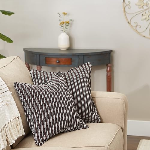 Miniatura 52 de DII Colección de fundas de almohada, algodón reciclado, cremallera oculta, 18x18, rayas cambray, azul brillante, 2 piezas