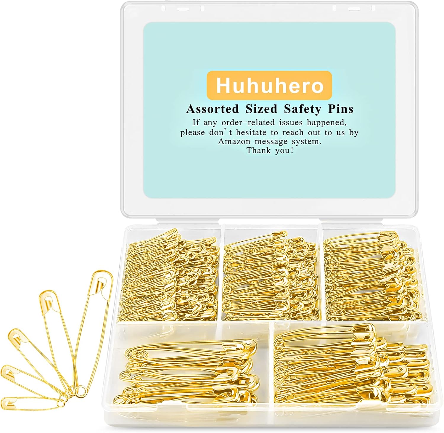 Safety Pins Assorted, 340Pack 5 Different Sizes Large